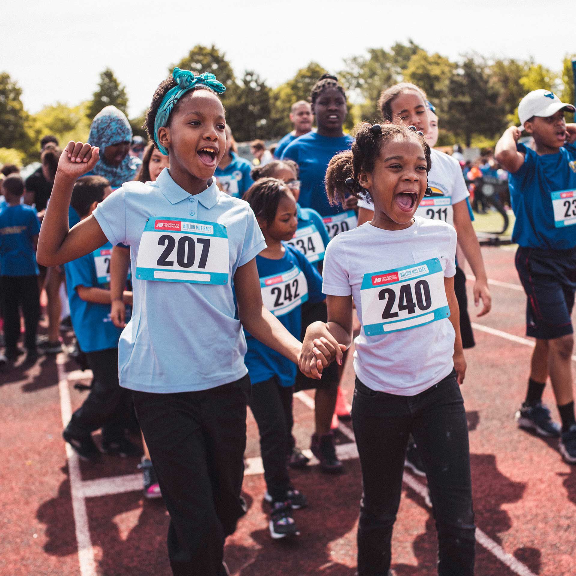 Kids participating in one mile fun run